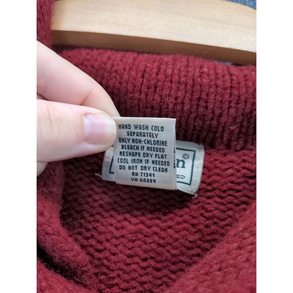 L.L. Bean Men's 100% Shetland Wool Sweater Size L Red Elbow Pads - Picture 11 of 11